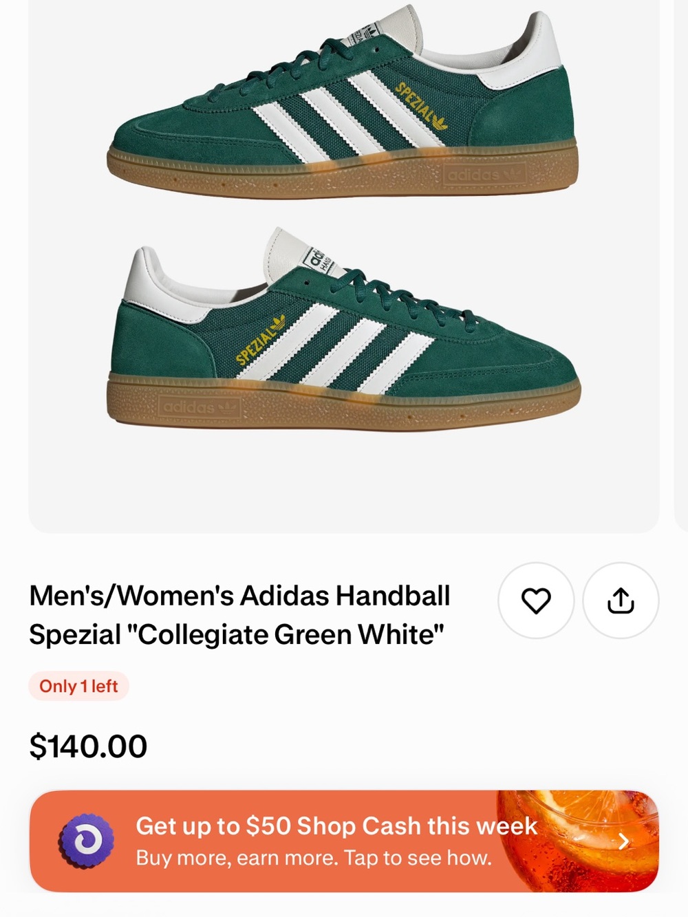 adidas Handball Spezial Green White with Gum Sole